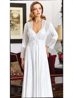 Penye 6'lı Dantelli Gecelik Sabahlık Takımları Seti Jeremi 830