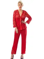 Penye Uzun Kollu Kırmızı Pijama Takım Sistina 1570 Kırmızı