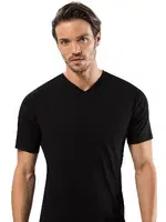 Penye V Vaka Erkek T-Shirt -3 lü Paket Erdem 1167 Siyah detay görünüm