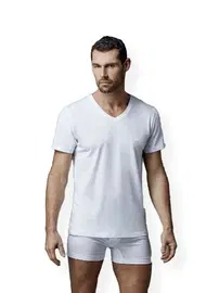 Dagi Penye V Yaka Kısa Kol 2 Li T-Shirt                         Dagi D1040