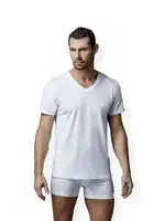 Penye V Yaka Kısa Kol 2 Li T-Shirt                         Dagi D1040 Beyaz