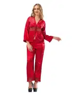 Sistina 1601 Saten Pijama Takımı Kırmızı