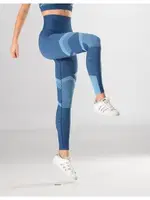 Spor Kadın Tayt Fitness Günlük Kullanım Iç Göstermez Örme Seamless Dikişsiz Soft Miss Fit 34549 Mavi görsel 4