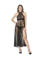 Transparan Dantel Gecelik Takım Sistina 075 Siyah