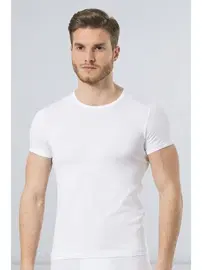 Türen Türen Erkek Likralı T-Shirt 169/BEYAZ
