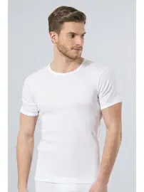 Türen Türen Erkek Ribana O yaka Fanila (2'li Paket) 102/BEYAZ