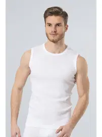 Türen Türen Erkek Spor O yaka Atlet (2'li Paket) 134/BEYAZ