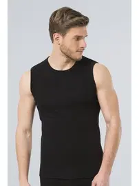 Türen Türen Erkek Spor O yaka Atlet (2'li Paket) 134/SİYAH