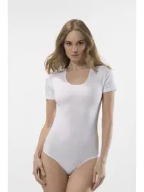 Türen Türen Kadın Bisiklet Yaka Agraflı Body 299/BEYAZ