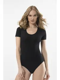 Türen Türen Kadın Bisiklet Yaka Agraflı Body 299/SİYAH