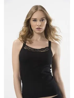 Türen Türen Kadın Dantelli İp Askılı Kaşkorse (2'li Paket) 202/SİYAH