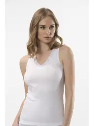 Türen Türen Kadın Dantelli V Yaka Kaşkorse (2'li Paket) 290/BEYAZ