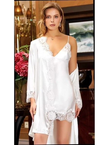 6'lı Saten Dantelli Gecelik Sabahlık Bride Takımları Seti Jeremi 1010