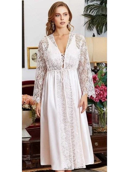 6'lı Saten Dantelli Gecelik Sabahlık Takımları Seti Jeremi 990