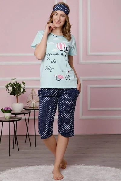 Akbeniz Kadın Su Yeşili Pamuklu Cepli Kapri Pijama Takım 3512