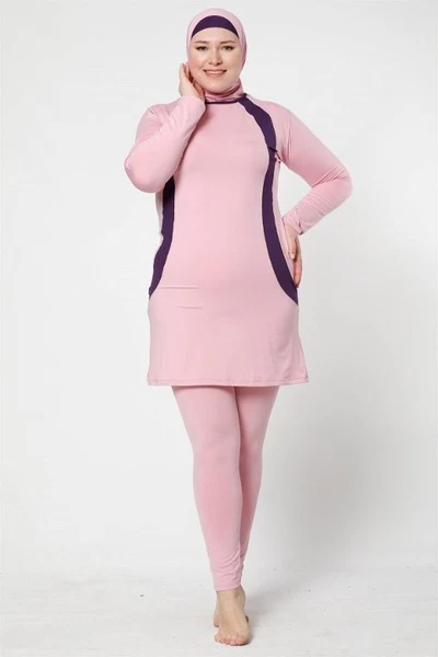 Akbeniz Tam Kapalı Taytlı Likralı Büyük Beden Tesettür Mayo 28011