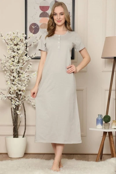 Akbeniz Vizon Renk Penye Kısa Kollu Uzun Gecelik 931