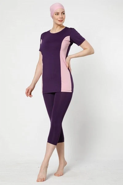 Akbeniz Yarım Kapalı Taytlı Likralı Kısa Kol Tesettür Mayo 28047