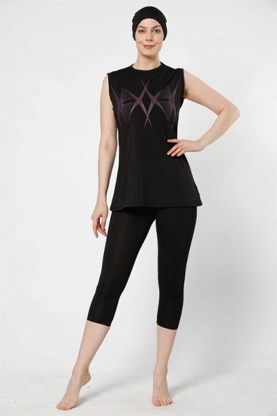 Akbeniz Yarım Kapalı Taytlı Likralı Kolsuz Tesettür Mayo 28037