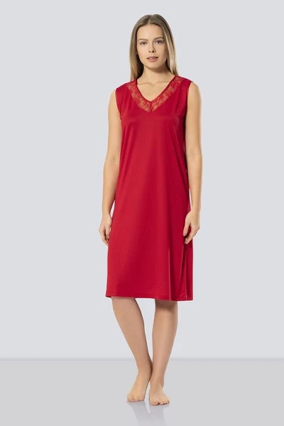 Dantelli V Yaka Gecelik Türen 3285/KIRMIZI