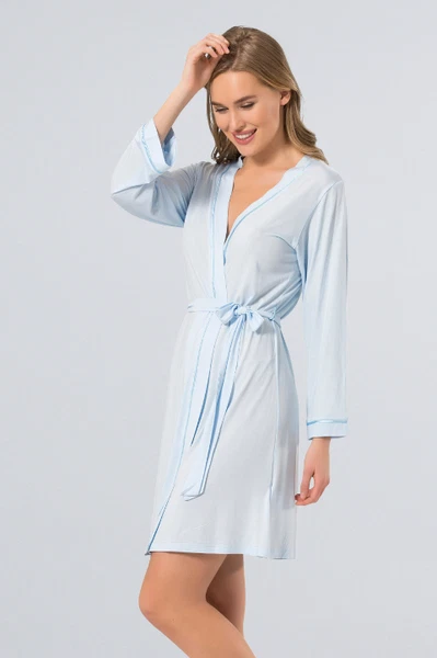 Düz Bantlı Kısa Sabahlık Türen 3164/MAVİ