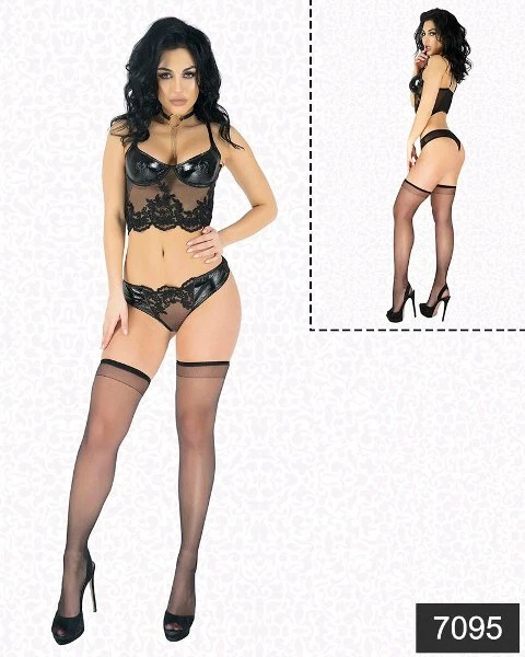 Elawin Güpürlü Parlak Lateks Takım 7095