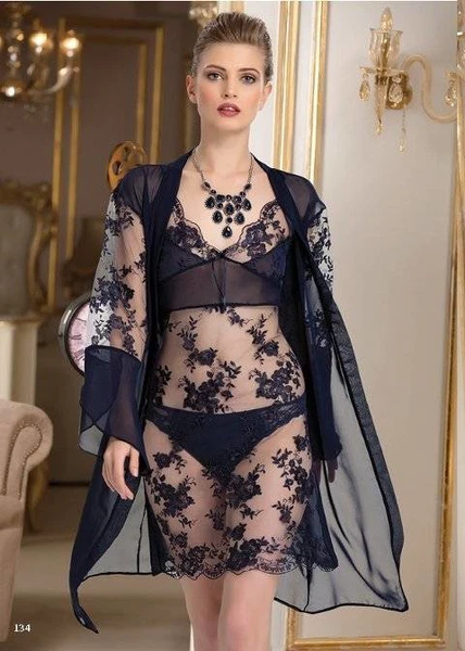 Lacivert Dantelli 2 Li Takım Naymphe 1870