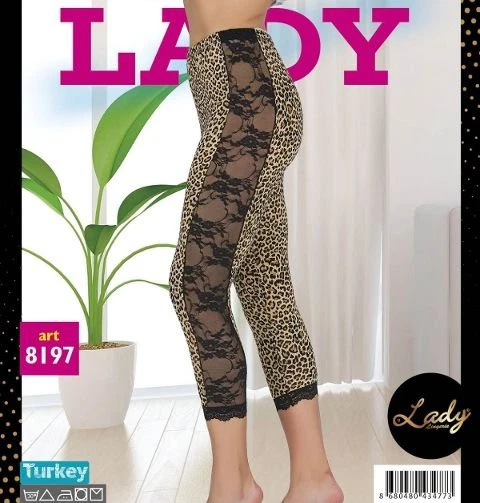 Lady Leopar Desen Dantel Transparan Detaylı Tayt 8197