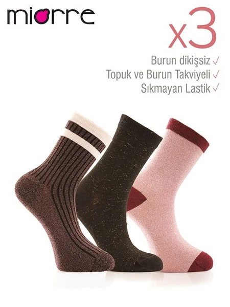 3lü Simli Soket Çorap Miorre 001-000264