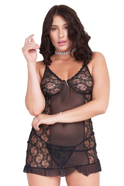 Mite Love Dantel Gecelik Siyah Fantazi Giyim ML-9627