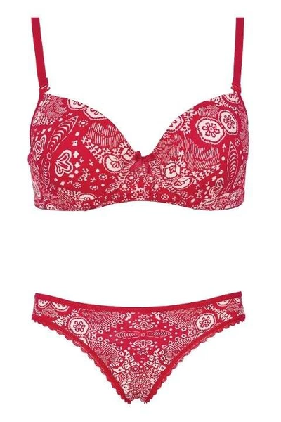 Mite Love Kadın Kırmızı Desenli Sütyen Külot Takımı ML-9825