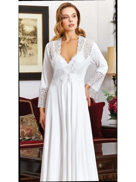 Penye 6'lı Dantelli Gecelik Sabahlık Takımları Seti Jeremi 830