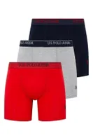 3 Lü Uzun Paçalı U.S. Polo Assn. Boxer 80454 Gri-Lacivert-Kırmızı