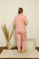 Akbeniz Kadın Pamuklu Cepli Kısa Kol Büyük Beden Pijama Takım 202126 Pembe farklı açı