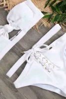 Angelsin Özel Tasarım Bikini Üst Beyaz Beyaz görsel 4