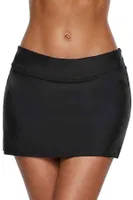 Angelsin Şık Etekli Bütün Bikini Alt Siyah Siyah farklı açı