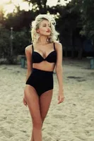 Angelsin Siyah Yüksek Bel Bikini Alt Somon No.2 Siyah