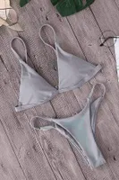 Angelsin Üçgen Bikini Takım Gri MS4140 Gri detay görünüm