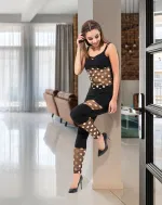 Askılı Kadın Tayt Takım Derya Kurşun 1501 Siyah
