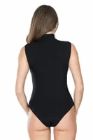 Balıkçı Yaka Çıtçıtlı Kadın Body Derya Kurşun 319 Siyah detay görünüm