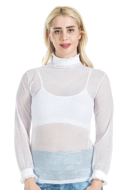 Derya Kurşun Balıkçı Yaka File Transparan Detaylı Kadın Atlet Derya Kurşun 146 - Alternatif Görünüm