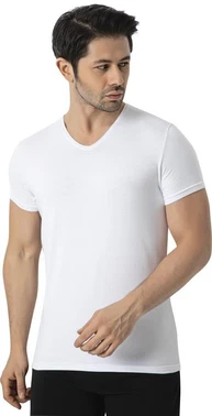 Lüx DRM Bambu Kısa Kollu V Yaka Fanila Atlet Lüx DRM 3905