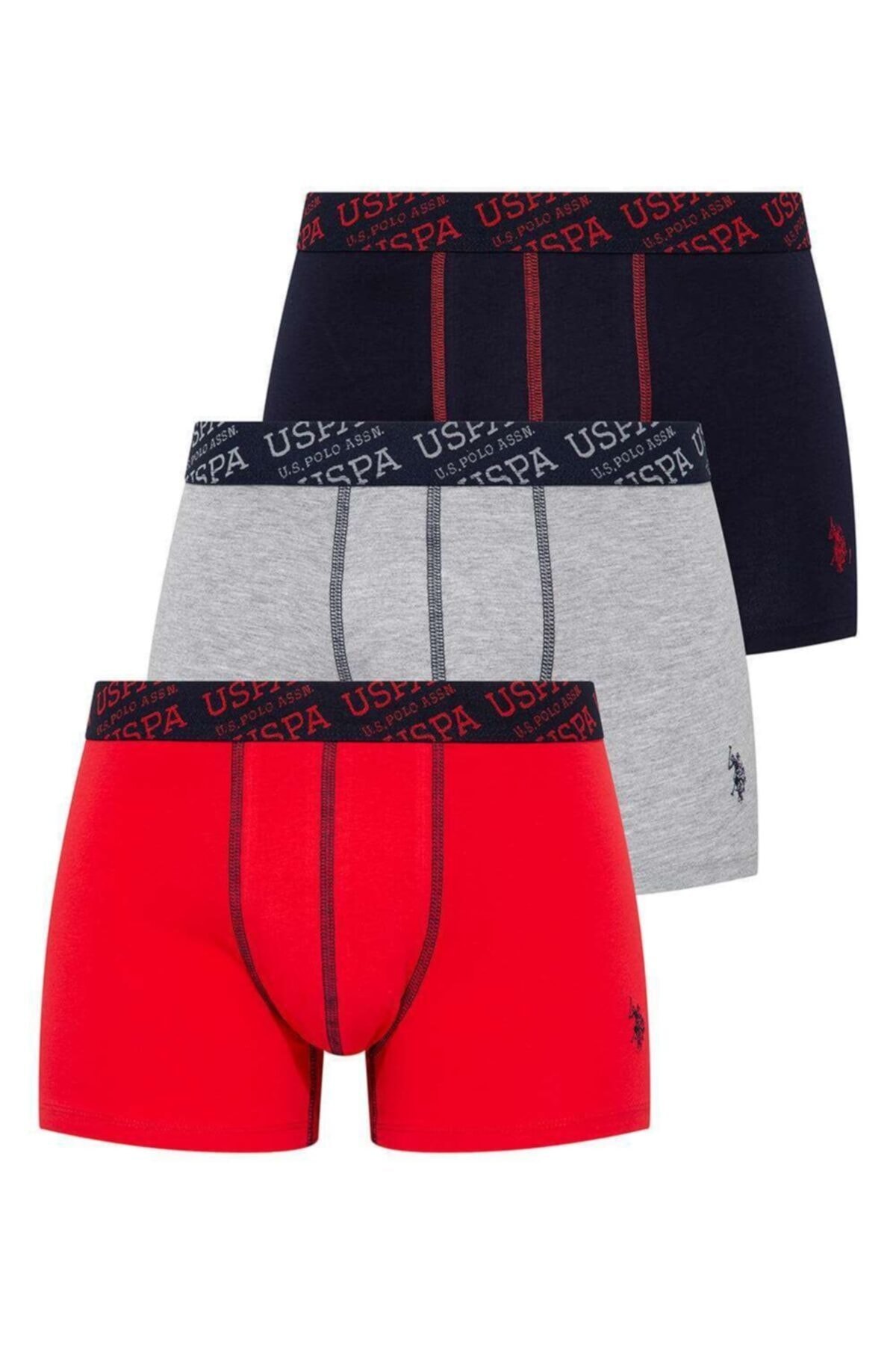 Bel Lastiği Baskılı Biye Detaylı 3lü Boxer U.S. Polo Assn. 80336