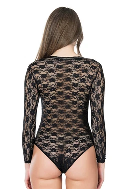 Derya Kurşun Bisiklet Yaka Dantelli Çıtçıtlı Kadın Body Derya Kurşun 327 - Alternatif Görünüm