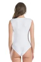 Bisiklet Yaka Kolsuz Çıtçıtlı Kadın Body Derya Kurşun 318 Beyaz detay görünüm
