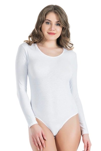 Bisiklet Yaka Uzun Kol Çıtçıtlı Kadın Body Derya Kurşun 321
