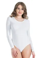 Bisiklet Yaka Uzun Kol Çıtçıtlı Kadın Body Derya Kurşun 321 Beyaz