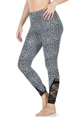 Derya Kurşun Dantel Paça Leopar Kadın Tayt Derya Kurşun 436 - Alternatif Görünüm