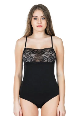Derya Kurşun Dantel Yaka Askılı Çıtçıtlı Kadın Body Derya Kurşun 312