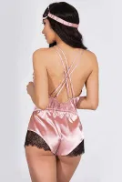Dantelli Sırtı Çapraz Saten Şort Tulum For Dreams 8298 Pembe görsel 4